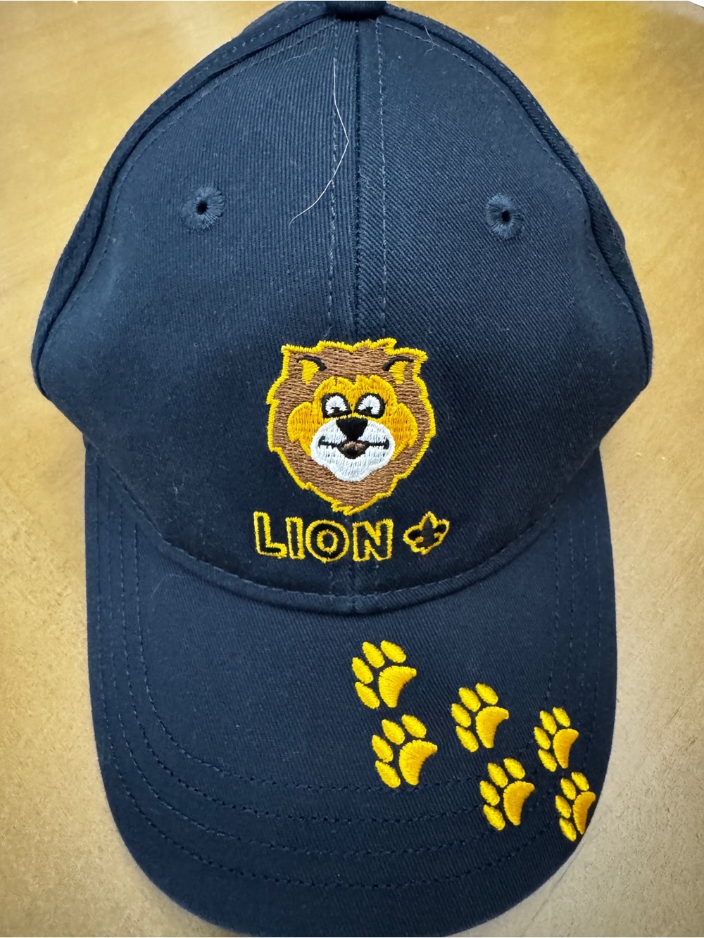 Blue Lion Cub Scouting of AmericaEmbroidered Baseball Cap with Yellow Paw Prints